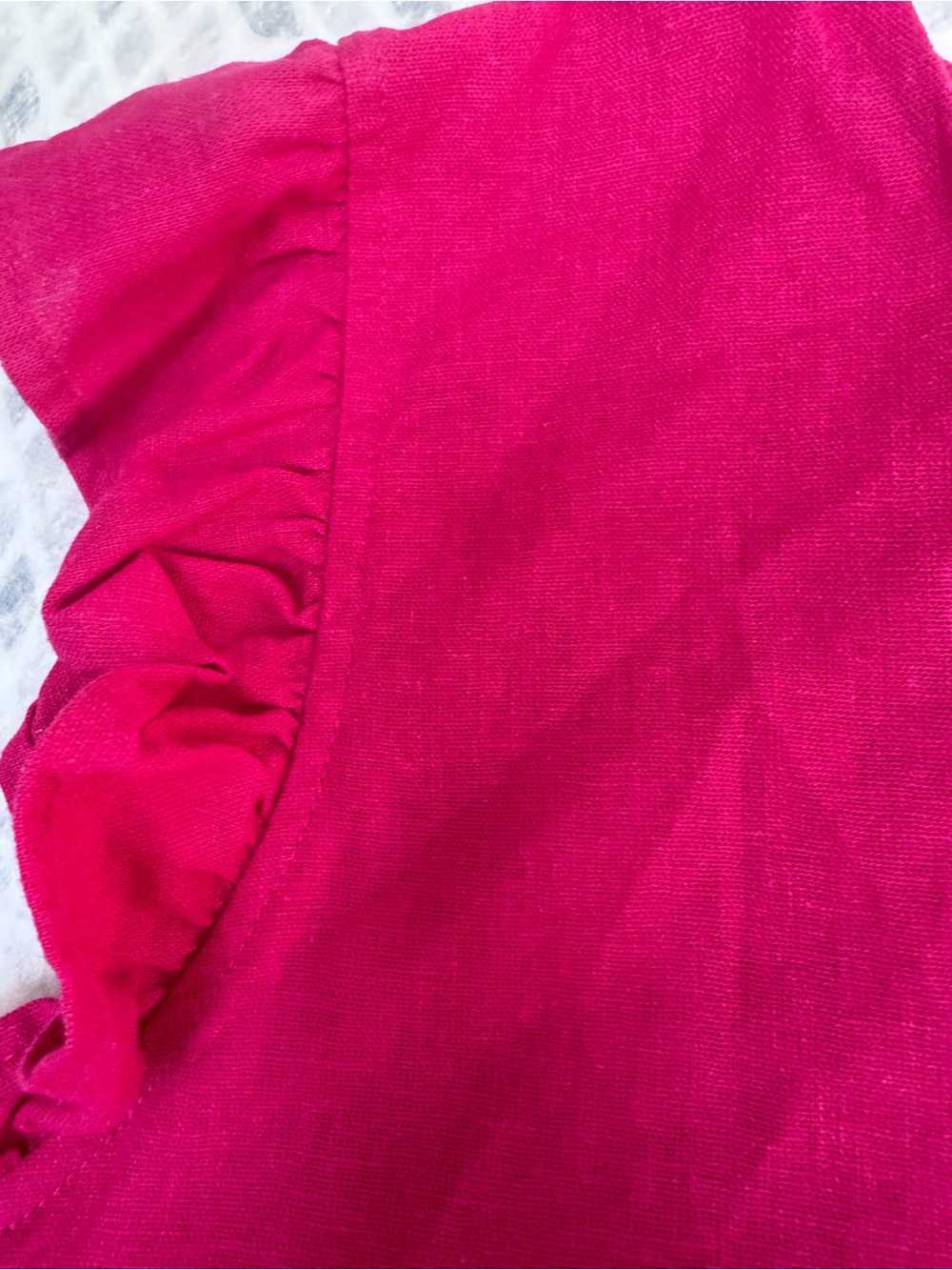 Nicole Miller New York Pink Linen Blend Ruffle Sleeve V-Neck Blouse XL Vacation - Picture 8 of 10